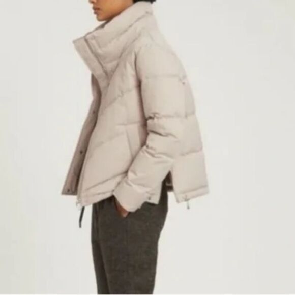 Reiss Dax Puffer Jacket Side Zipper Large in Stone NEW MSRP $545 - Picture 4 of 12